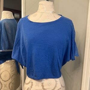 Mono B Royal Blue Cropped Tee with Dolman Sleeves